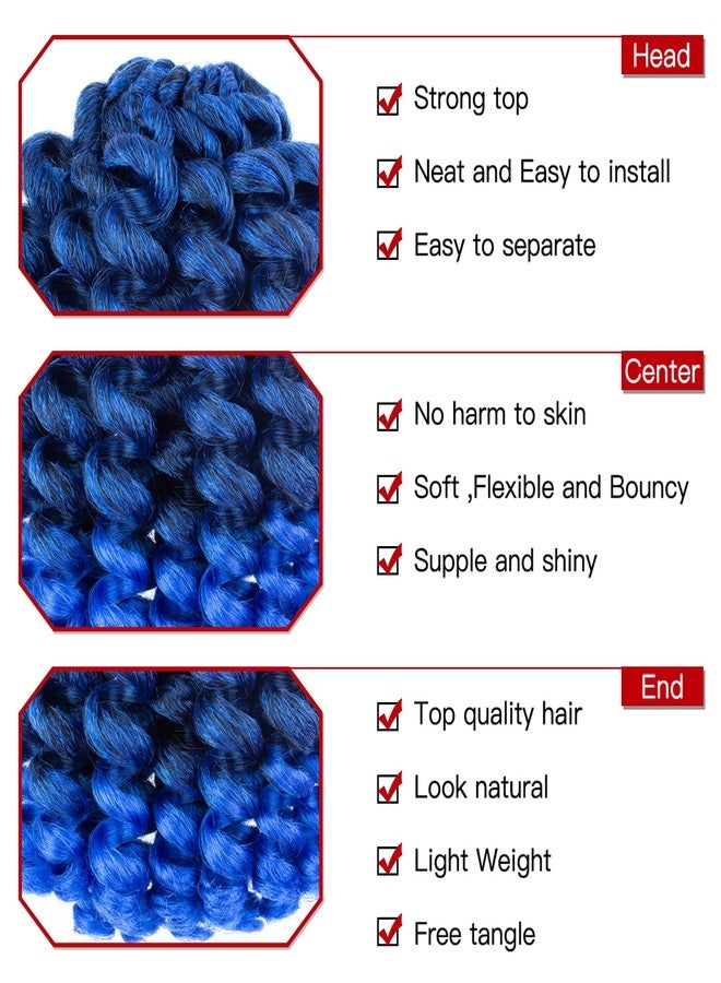 إكستريند 5 عبوات من وصلات الشعر المجعدة على شكل ضفائر كروشيه صناعية بطول 8 بوصات، 20 خصلة/عبوة، من إكستريند هير (أزرق، 5 عبوات/مجموعة) - Image 3